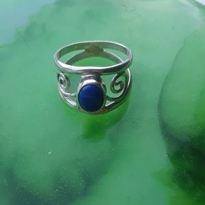 Sterling Silver Ring with Blue Stone